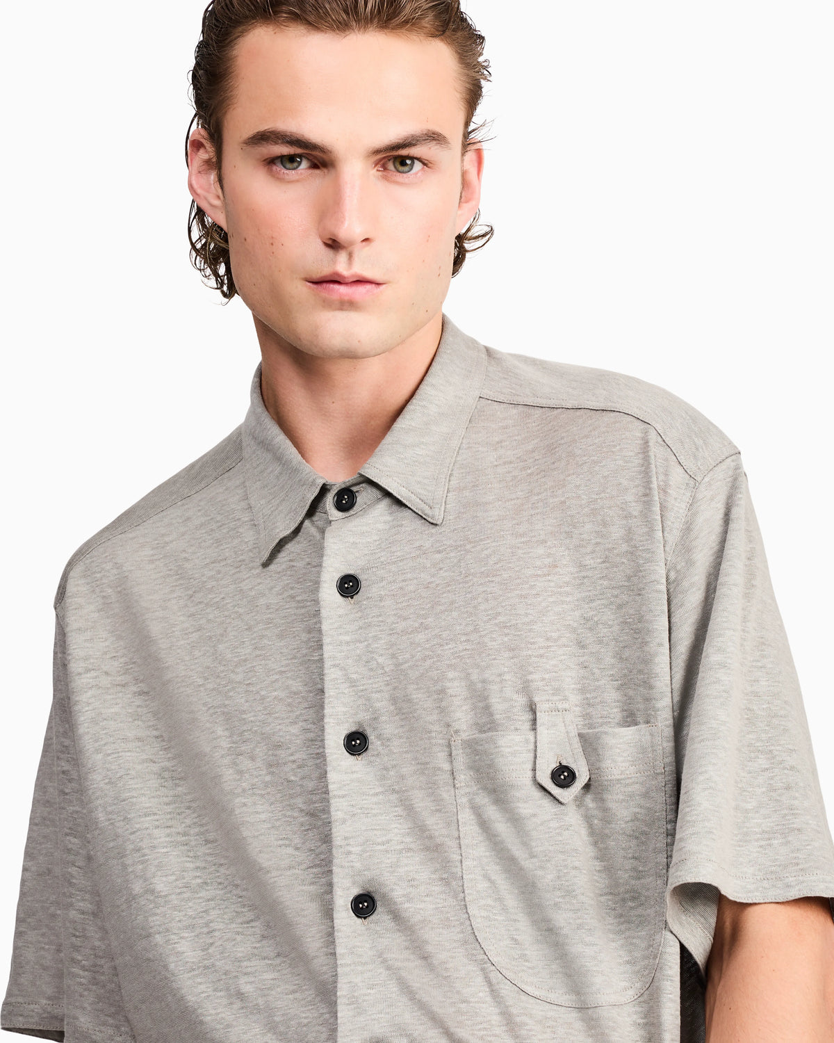 Shirt oversized in pure linen single jersey