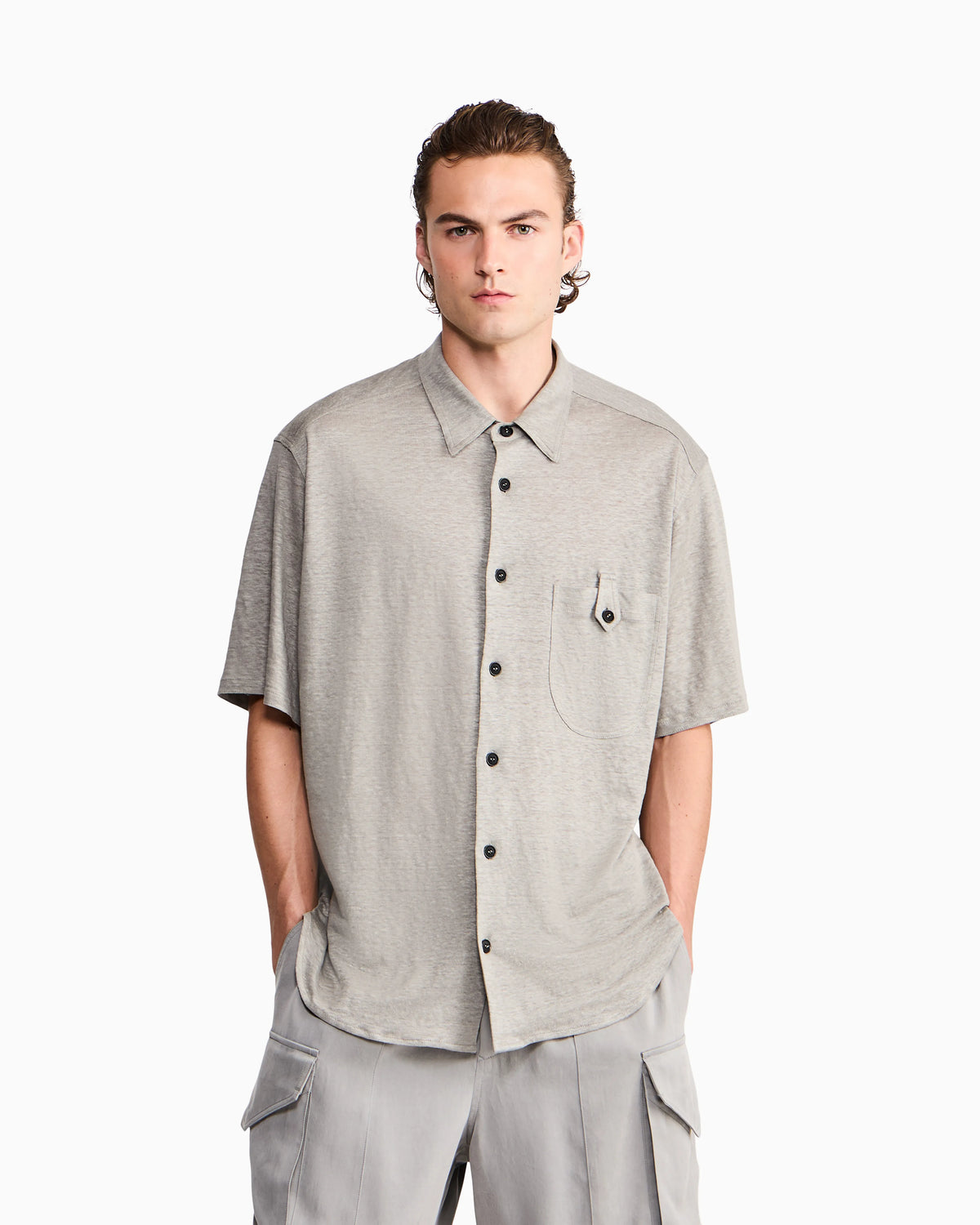 Shirt oversized in pure linen single jersey