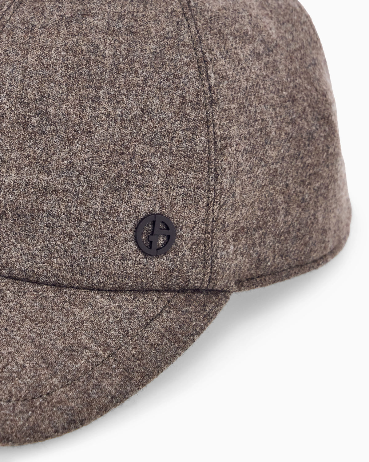 Baseball hat in wool and cashmere with leather details