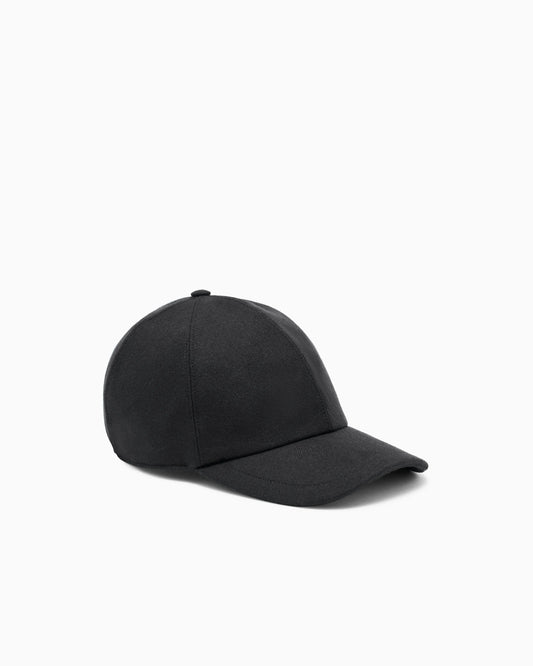 Baseball hat in wool and cashmere with leather details