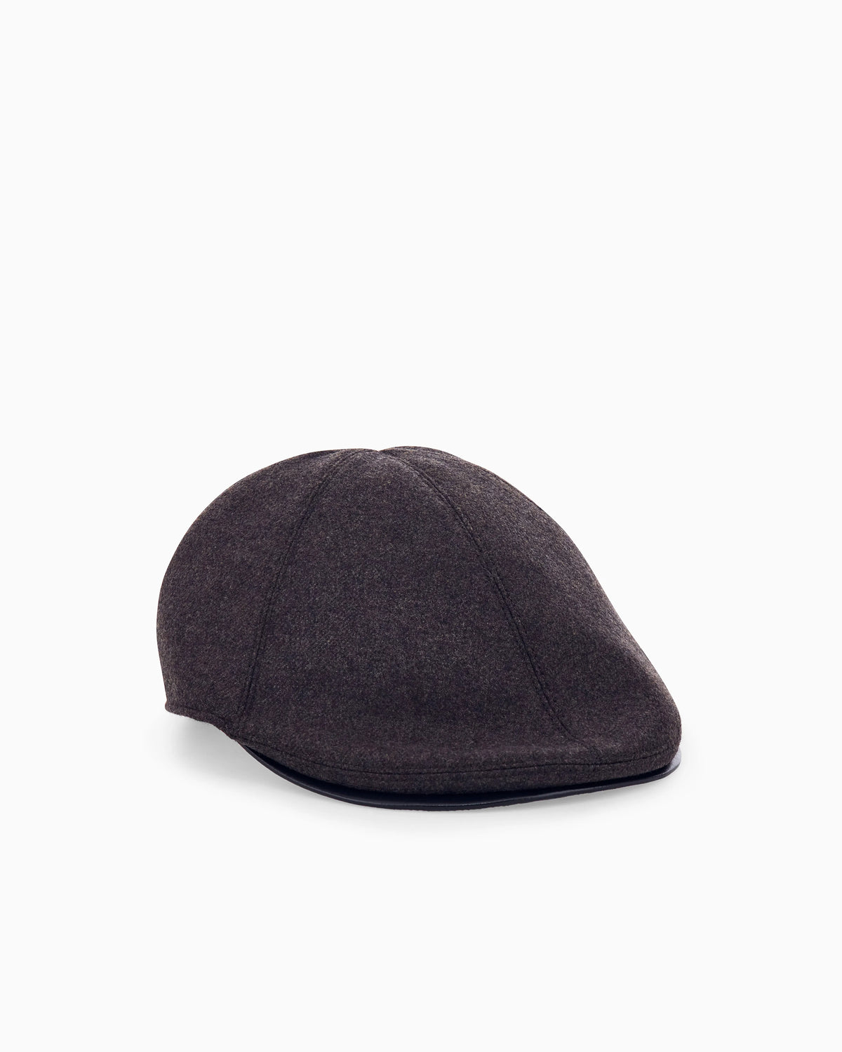 Flat cap in wool and cashmere with leather details