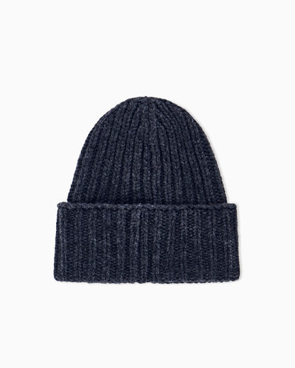 Beanie hat in ribbed camel wool