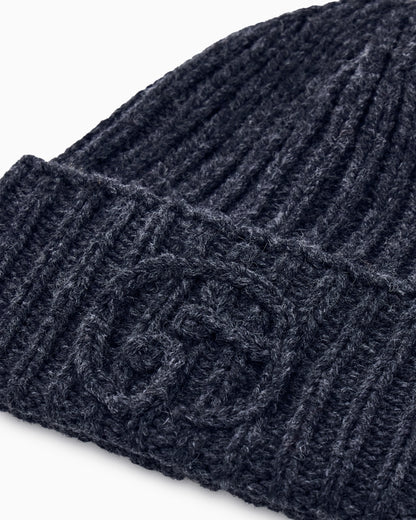 Beanie hat in ribbed camel wool