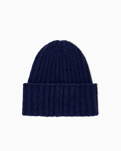 Beanie hat in ribbed camel wool