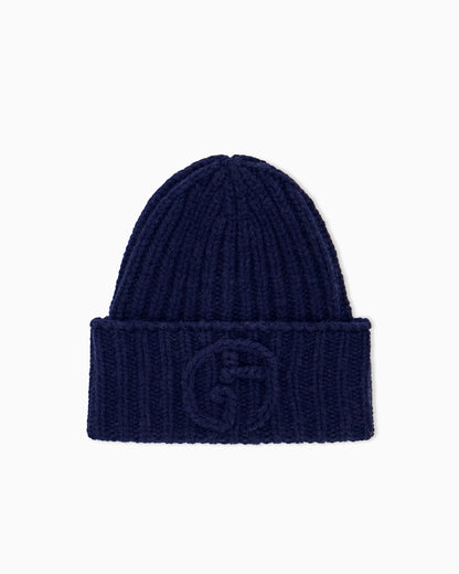 Beanie hat in ribbed camel wool