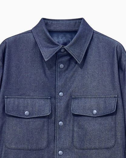 Blouson jacket oversized in silk blend denim twill