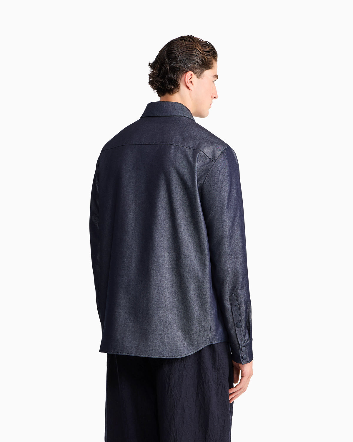 Blouson jacket oversized in silk blend denim twill