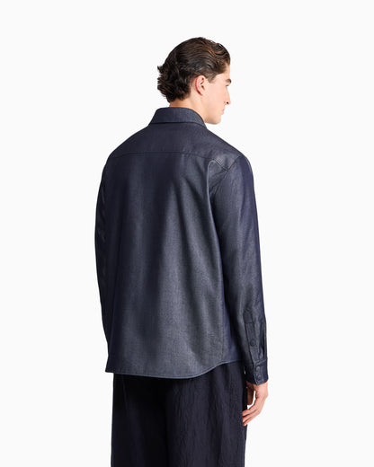 Blouson jacket oversized in silk blend denim twill