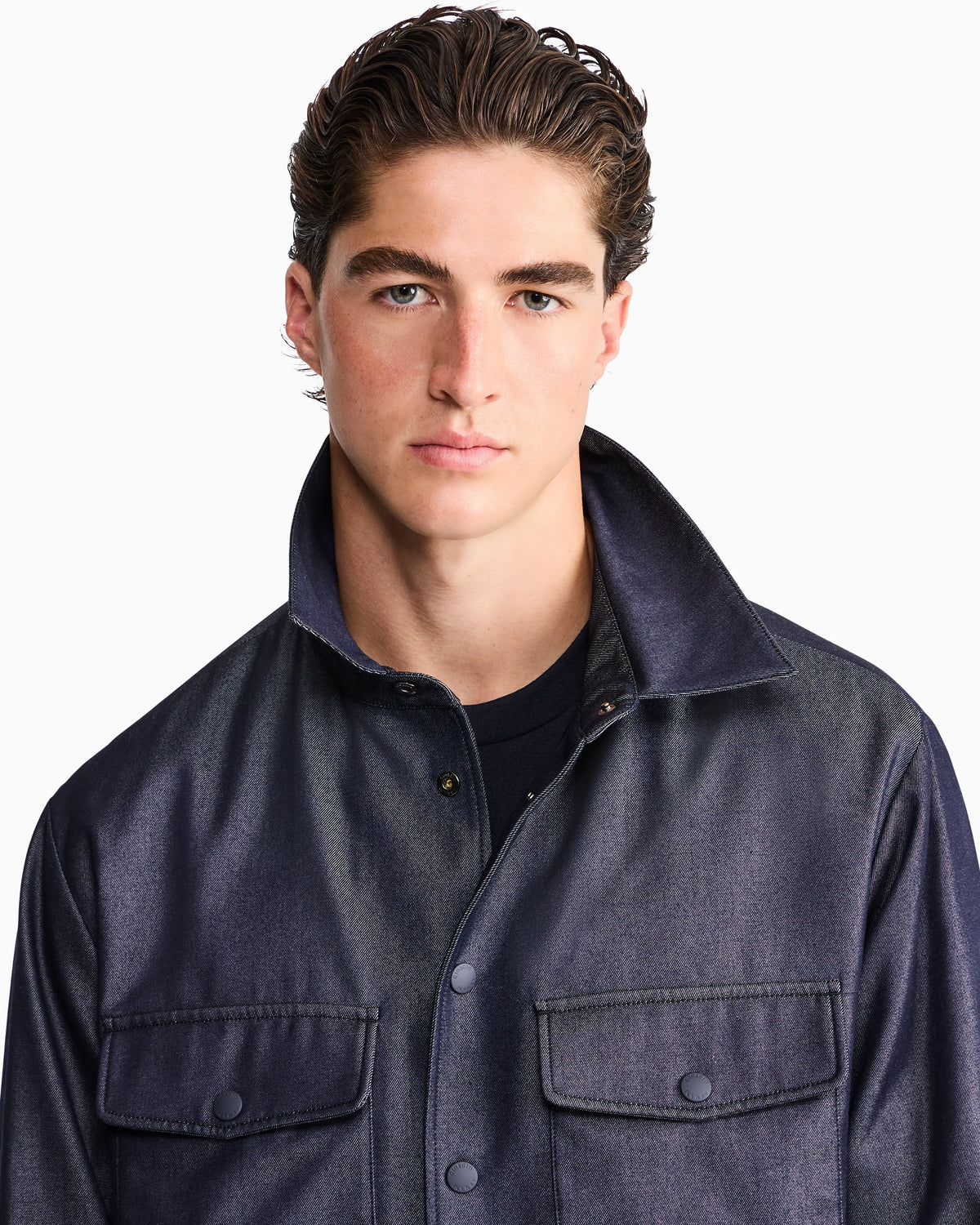 Blouson jacket oversized in silk blend denim twill