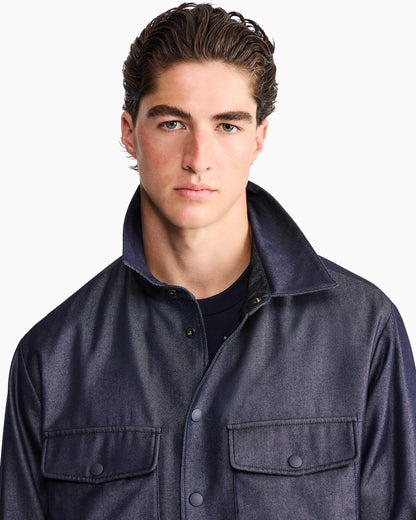 Blouson jacket oversized in silk blend denim twill