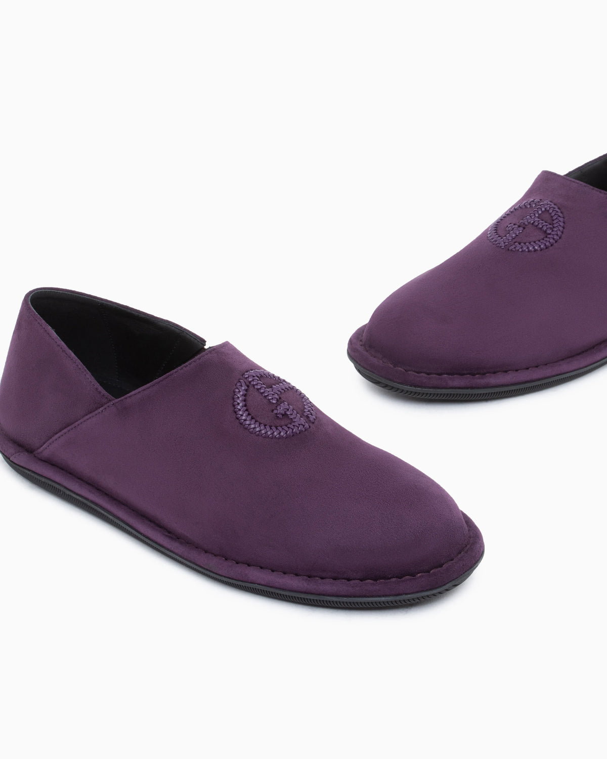 Slippers in suede with leather lining and a rubber sole