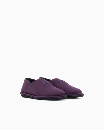Slippers in suede with leather lining and a rubber sole