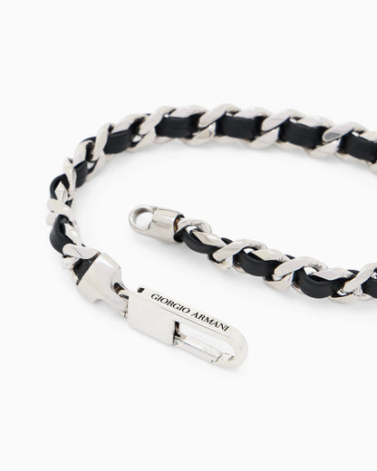 Bracelet in silver and leather