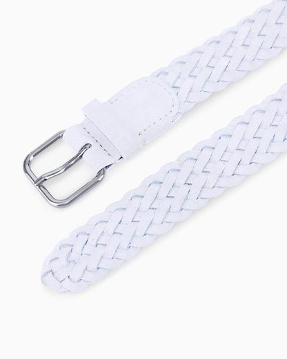 Tongue belt in woven suede