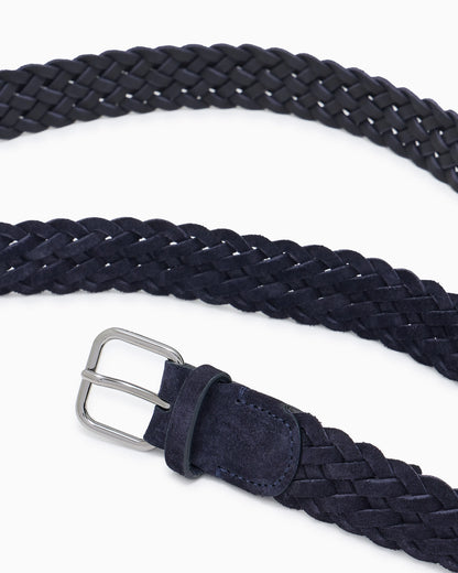 Tongue belt in woven suede