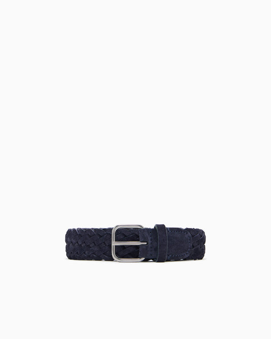 Tongue belt in woven suede