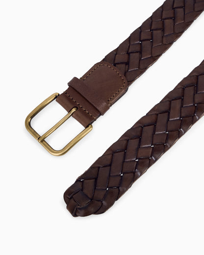Tongue belt in woven leather