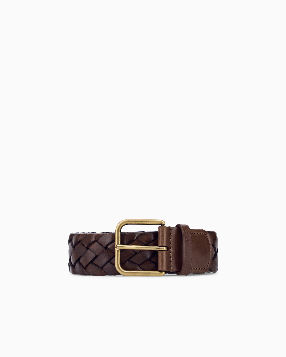 Tongue belt in woven leather