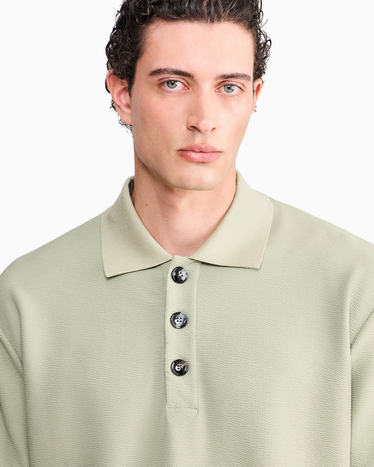 Polo shirt regular fit in technical seersucker