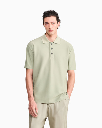 Polo shirt regular fit in technical seersucker