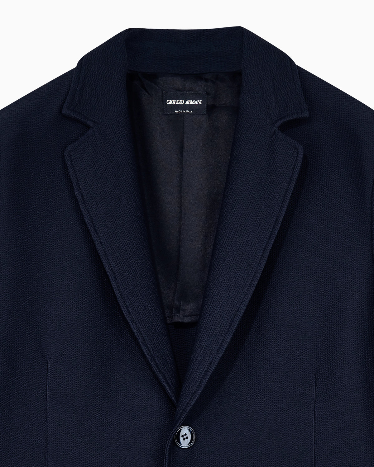 Single-breasted jacket in technical seersucker jersey with patch pockets
