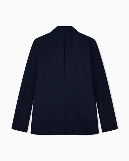 Single-breasted jacket in technical seersucker jersey with patch pockets