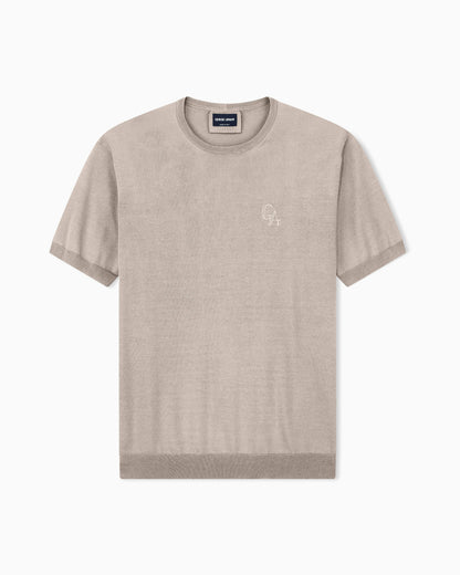 Sweater slim fit in plain knit silk and cotton