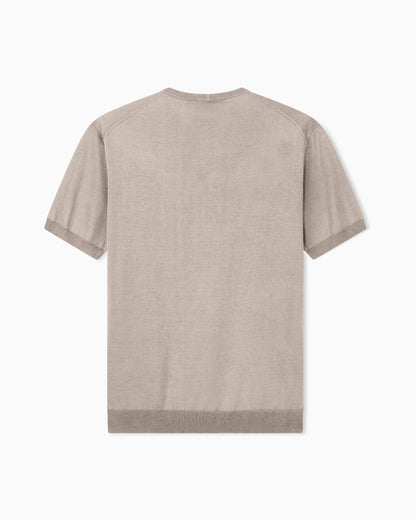 Sweater slim fit in plain knit silk and cotton