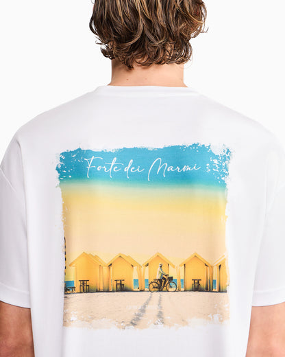 Cotton interlock jersey T-shirt with print on the back