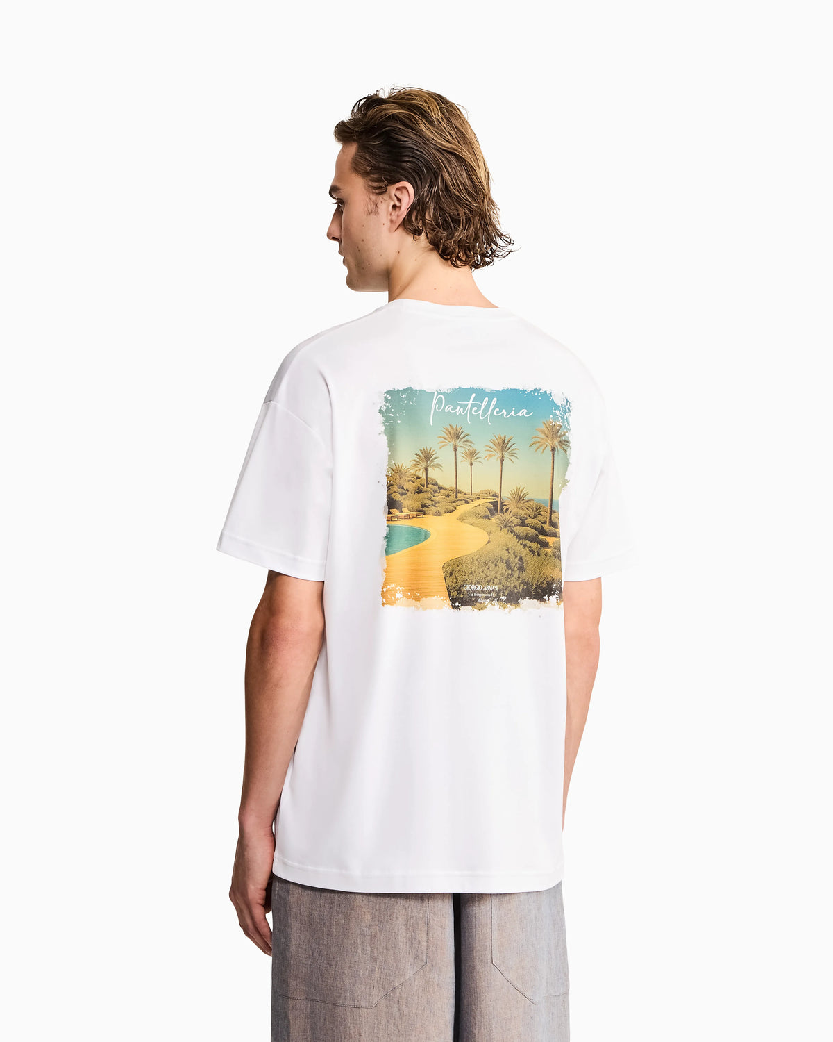 Cotton interlock jersey T-shirt with print on the back