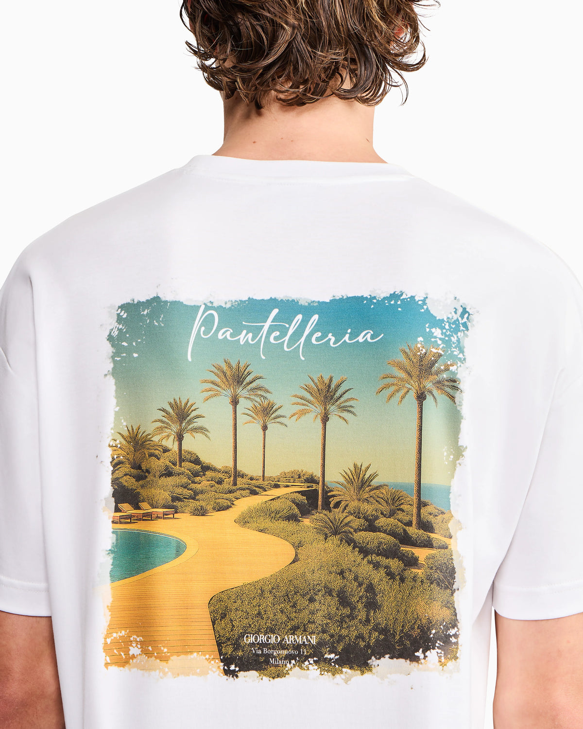 Cotton interlock jersey T-shirt with print on the back