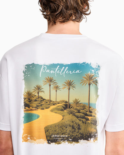Cotton interlock jersey T-shirt with print on the back