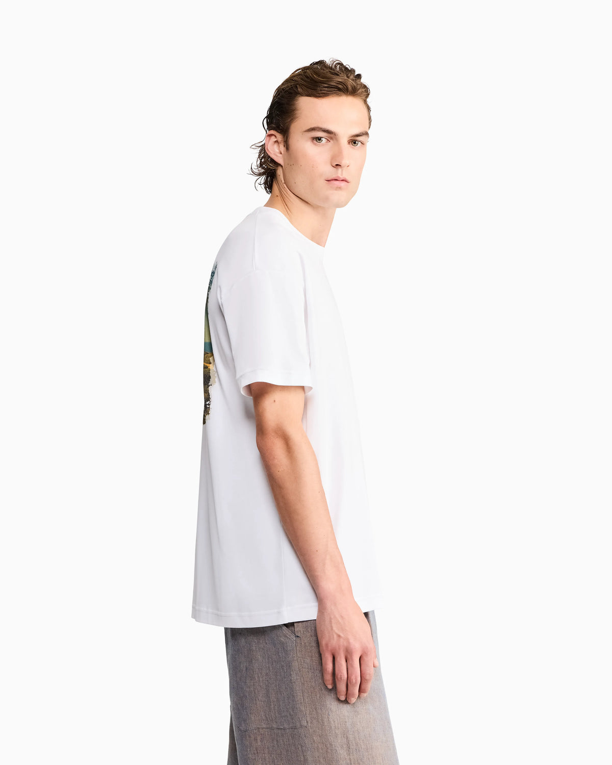 Cotton interlock jersey T-shirt with print on the back
