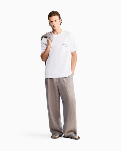 Cotton interlock jersey T-shirt with print on the back