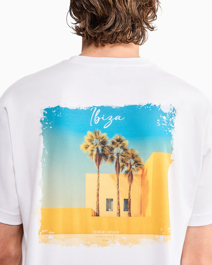 Cotton interlock jersey T-shirt with print on the back