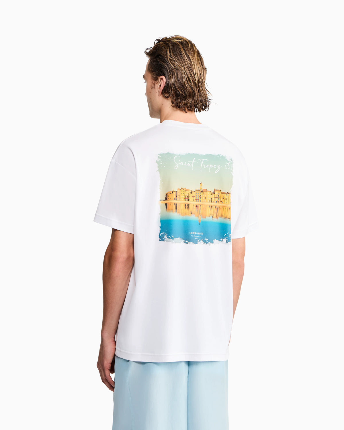Cotton interlock jersey T-shirt with print on the back