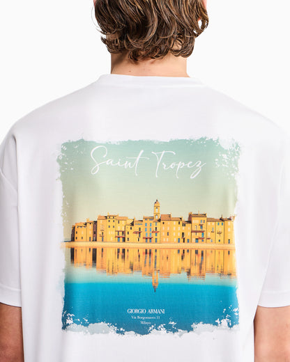 Cotton interlock jersey T-shirt with print on the back