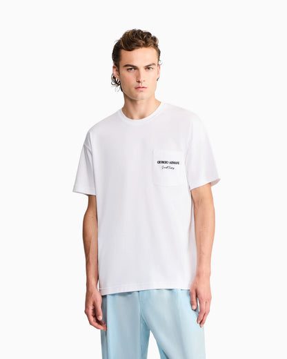 Cotton interlock jersey T-shirt with print on the back