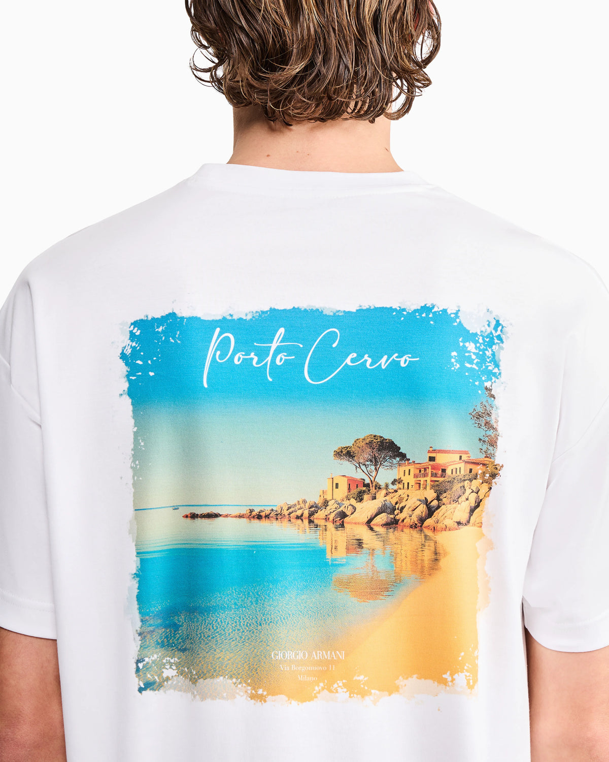Cotton interlock jersey T-shirt with print on the back