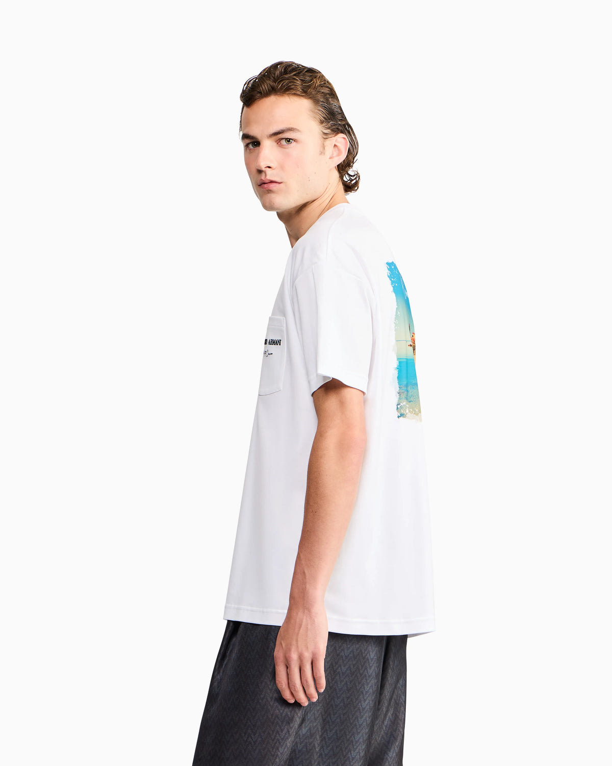 Cotton interlock jersey T-shirt with print on the back