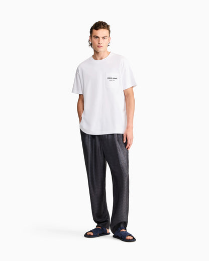 Cotton interlock jersey T-shirt with print on the back