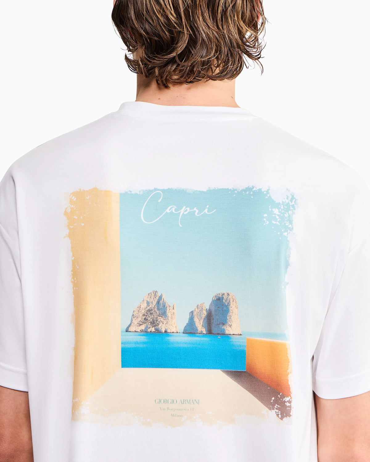 Cotton interlock jersey T-shirt with print on the back