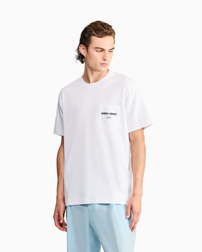 Cotton interlock jersey T-shirt with print on the back