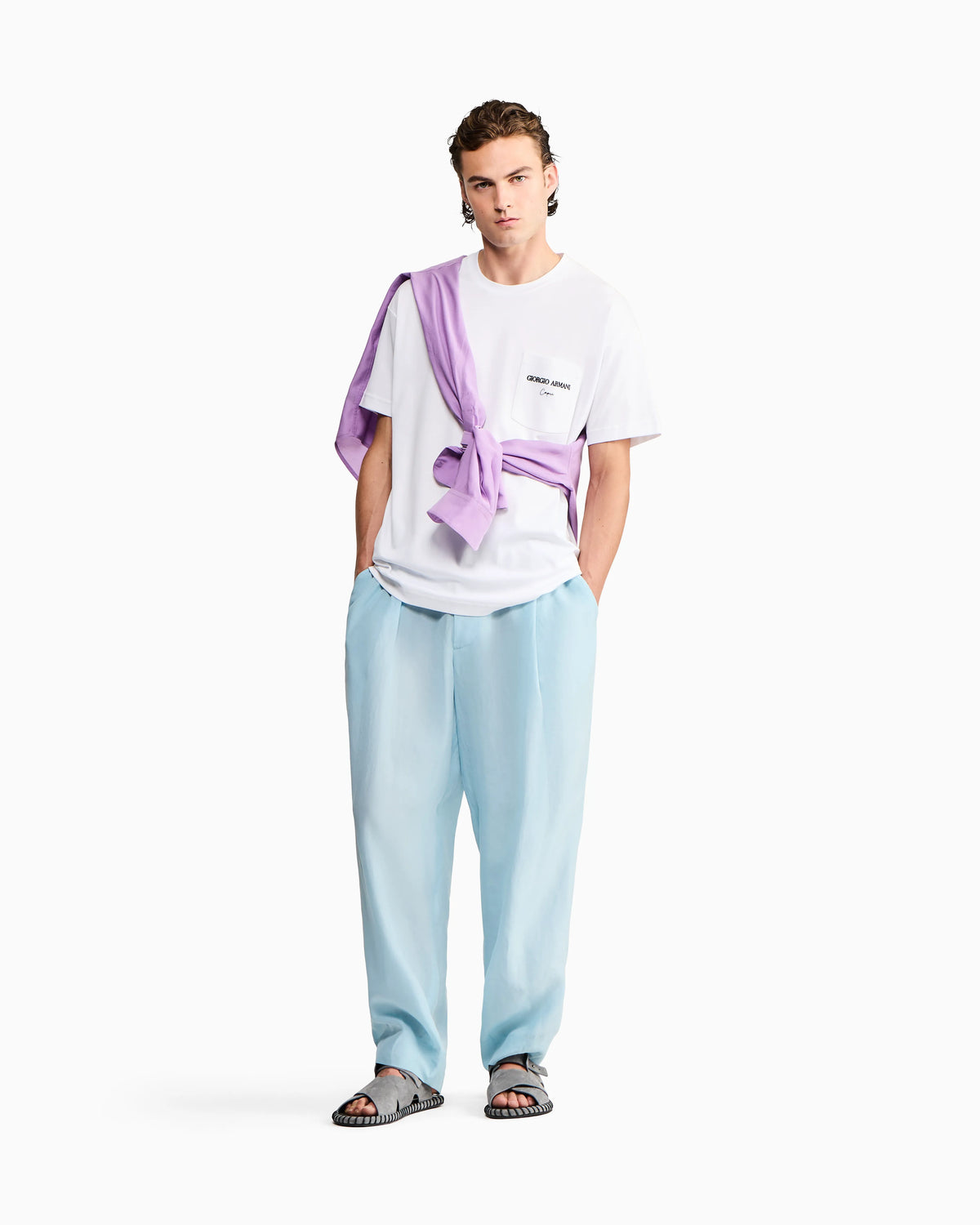 Cotton interlock jersey T-shirt with print on the back