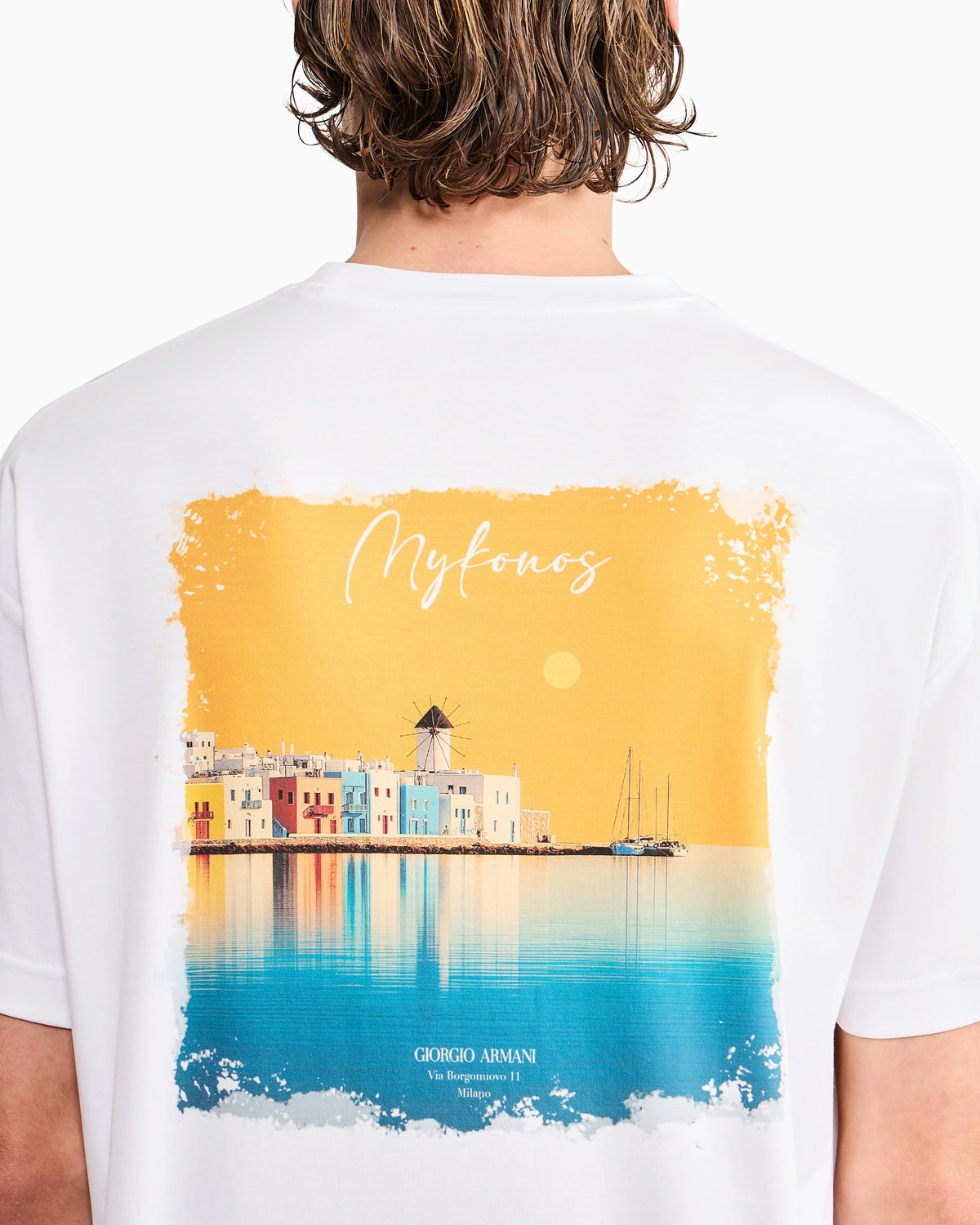 Cotton interlock jersey T-shirt with print on the back