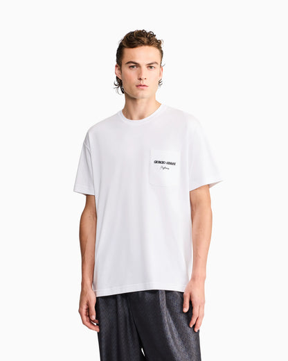 Cotton interlock jersey T-shirt with print on the back