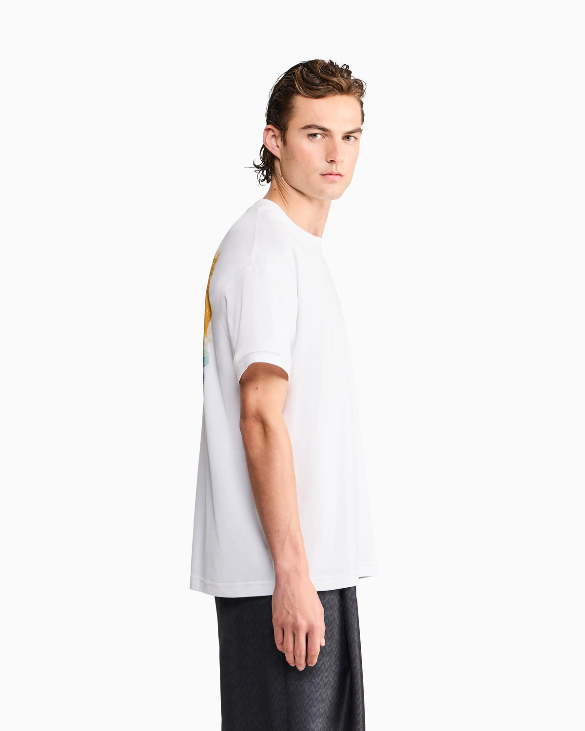 Cotton interlock jersey T-shirt with print on the back