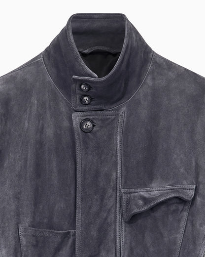 Oversized fit blouson jacket in leather with padding