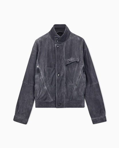 Oversized fit blouson jacket in leather with padding