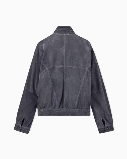 Oversized fit blouson jacket in leather with padding